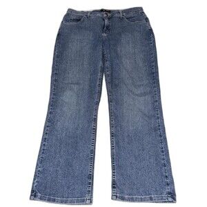 Riders By Lee Jeans Womens 16 Petite Dark Blue Cotton Classic Fit Straight Leg